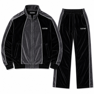 Conjunto Deportivo Unisex de Color Sólido y Transpirable para Otoño, Sudadera con Capucha Deportiva para Hombre al por Mayor, Chándal de Terciopelo Personalizado para Hombre - Product Image 1