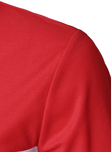 Men's Red Navy White Color Block Slim Fit Cotton Short Sleeve Polo Shirt Casual Geometric Design Knitted Fabric Turn-down Collar - Product Image 5