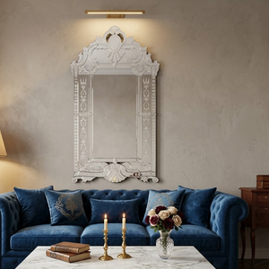 Elegante Espejo de Pared Ornamental Veneciano |   Espejo Decorativo de Vidrio Estilo Barroco Vintage |   Espejo Decorativo para el Hogar de Estilo Antiguo - Product Image 5