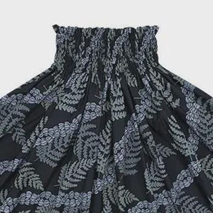 Falda Polinesiana con Cintura Fruncida, Vestido Étnico con Bordado Floral, Transpirable, Ligero, 100% Algodón, Atuendo Casual para Vacaciones - Product Image 5