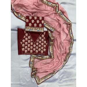 DESIGNER TABBY <b>ORGANZA</b> <b>SILK</b> EMBROIDERY SEQUENCE WORK LACE BORDER SAREE WITH UNSTTICHED BLOUSE - Product Image 3