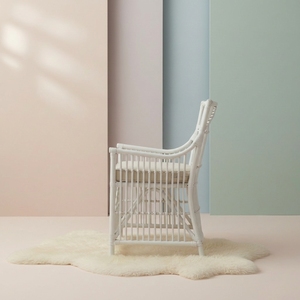 Fauteuil d'appoint rembourré en rotin naturel fait main, durable, amovible, écologique, en polyester, style scandinave moderne - Product Image 2