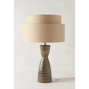 Lampe de chevet vintage en céramique de style mid-century avec abat-jour en tissu à étages, idéale pour le salon, l'hôtel, la décoration, éclairage de table en métal - Product Image 1