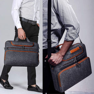 Sac à bandoulière unisexe moderne avec deux compartiments, poignées en cuir, sangle de bagage, poche avant, sacs pour ordinateur portable - Product Image 3