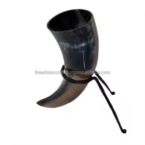Grande corne à boire Viking avec support en fer forgé Tasse à bière de style nordique fabriquée à la main Idéal pour la décoration médiévale - Product Image 4