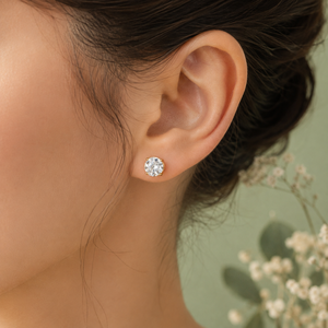 Fournisseur en gros Boucles d'oreilles clous solitaires à quatre griffes en diamant de laboratoire taille monumentale 7,3 mm Couleur D Certifié IGI Argent Luxe - Product Image 2