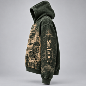 Sweat-shirt à capuche tactique pour homme Sam, coupe oversize, en coton French Terry, avec poche imprimée, style décontracté automne, prix de gros, personnalisation OEM - Product Image 2