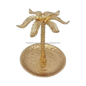 Escultura De Pared Palmera De Metal 14" (Verde Mármol/Cobre/Bronce) - Decoración Artística Exclusiva