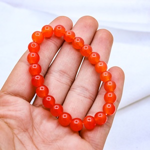 Pulsera de cuentas sueltas de cornalina roja natural pulida redonda al por mayor para fabricación de joyas Memoria Jewels - Product Image 6