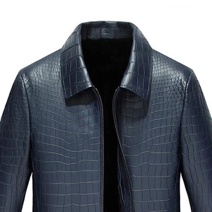 Camisa de Cuero Genuino de Cocodrilo y Piel de Vaca con Diseño Personalizado, Chaqueta de Cuero Repujada Hecha a Mano para Hombre, Estilo Camisa de Cuero con Cremallera para Invierno - Product Image 4