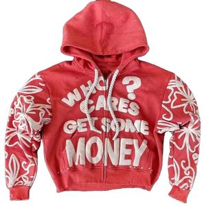 Estilo de tendencia Precio al por mayor Parche bordado desgastado de alta calidad Personalizado 100% algodón French Terry Men Acid Wash Hoodies - Product Image 1