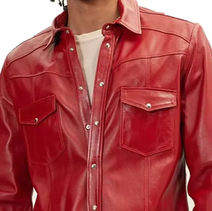 Chemises pour hommes en cuir véritable, style décontracté, fabriquées en usine, nouvelle collection 2026, style streetwear ample, en véritable peau d'agneau respirante - Product Image 3