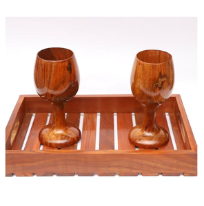Copa de Vino de Madera de Alta Calidad, Estilo Rústico, para Bar, con Tallo Mediano, para Bodas y Eventos - Product Image 5