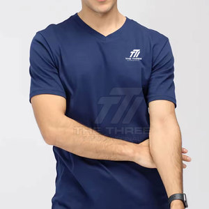 เสื้อยืดคอวีผู้ชายดีไซน์เฉพาะสั่งทำพิเศษ รุ่นใหม่ล่าสุด เสื้อยืดคอวีผู้ชายไซส์ใหญ่ แห้งเร็ว - Product Image 4