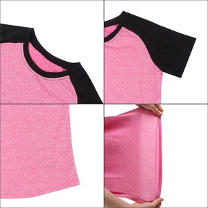 Custom Breathable Fitness T-Shirt Printing Cotton Plain Round Neck T Shirt Women blue Short Sleeves Slim Fit Gym <b>Tops</b> - Product Image 6
