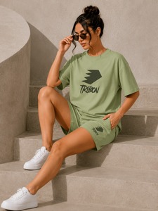 Ensemble de shorts 2 pièces pour femmes modernes, fabriqué en coton 100%, respirant, texture douce, coupe régulière, mode décontractée d'été, best-seller - Product Image 6