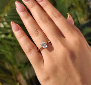 Anillos de Diamante de Laboratorio al por Mayor, Corte Esmeralda, Oro Sólido de 10k, 14k, 18k, 1ct, Sin Níquel, Sin Plomo, Joyería Fina Clásica, Proveedor Mayorista - Product Image 6