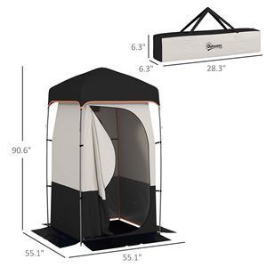 Tenda Doccia da Campeggio Nera con Sacca Solare, Riparo Portatile Moderno per la Privacy, Telaio in Alluminio, Pavimento Rimovibile, Borsa per il Trasporto - Product Image 3