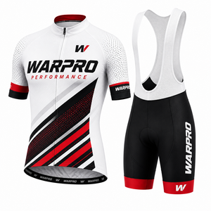 Warpro Cycling Jersey Men's Short Sleeve White Black Red Performance Breathable <b>Polyester</b> Sublimation Print Adult Size M - Product Image 2