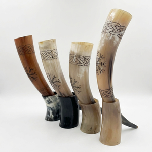 Dual Coloured Printed Ox Horn Drinking Mug <b>Personalized</b> Viking Horn <b>Cup</b> For Beer & Ale Food Safe Natural Horn Tankard - Product Image 1