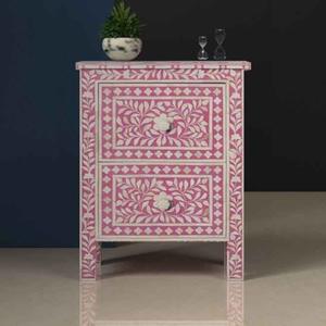 Table à tiroirs en os incrusté de la marque ILAHI, design moderne, détails en agate, rangement à trois niveaux, meuble portable pour la maison - Product Image 5