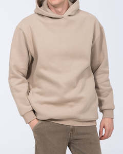 Sudadera con Capucha Beige para Hombre, 100% Algodón Felpa, Corte Regular, Estilo Casual para Otoño - Product Image 5