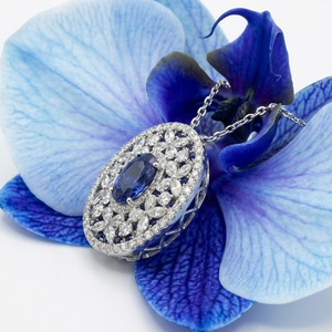 Joyería de Producción Rápida, Confiable, de Alta Gama, Oro Blanco, Diamante Natural, Zafiro, Colgante con Dije, Clásico, para Fiesta, Mujer - Product Image 4