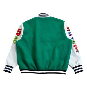 Chaqueta Universitaria de Cuero para Hombre, Estilo Urbano, con Mangas de Cuero, Parches de Chenilla, Chaquetas Personalizadas con Bordado, Chaquetas Bomber de Béisbol - Product Image 2