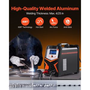 Saldatrice ad Arco Manuale 225A 6 in 1 per Metallo e Alluminio con Ampio Display LED, Compatibile con AC TIG/DC TIG/AC Pulse TIG/DC Pulse TIG/Spot - Product Image 4