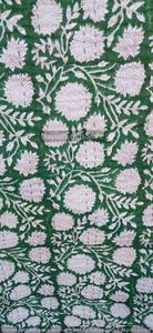 Handcrafted Indian Kantha <b>Quilt</b> Green White Floral Print Cotton Bedcover Traditional Home Decor <b>Throw</b> Blanket All Season - Product Image 3