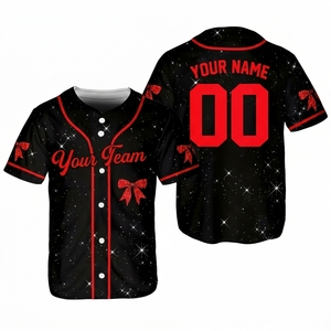 เสื้อเบสบอลส่วนบุคคลแบบกำหนดเองพร้อมพิมพ์โบว์สีแดง ชื่อและหมายเลขเต็มรูปแบบ เสื้อกีฬาสำหรับผู้ใหญ่แบบกำหนดเองได้สำหรับทั้งชายและหญิง - Product Image 1