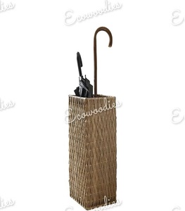 Porte-parapluie moderne en osier, forme rectangulaire, type sur pied, panier de rangement écologique pour salon, design minimaliste - Product Image 2