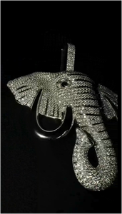 Colgantes y Dijes de Joyería Fina Personalizables Estilo Hip Hop, Colgante de Elefante con Diamantes de Moissanita, Plata 925 para Él - Product Image 4
