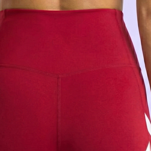 Women's High Waist <b>Red</b> Striped Yoga <b>Shorts</b> With Pockets Fitness Workout Compression <b>Shorts</b> Gym Wear Tight <b>Shorts</b> <b>Ladies</b> - Product Image 4