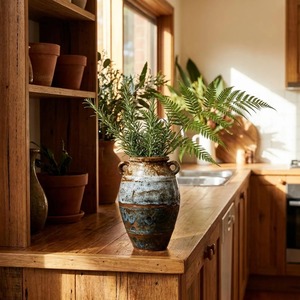 Rustic <b>Ceramic</b> Tabletop <b>Vase</b> With Crackled Glaze Handmade Decor 8-16 Inches - Product Image 3