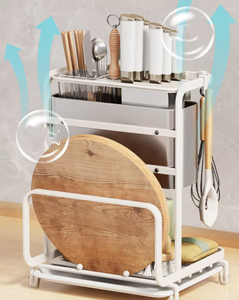 Organisateur d'évier télescopique magnétique double niveau OEM/ODM Vietnam avec égouttoir et étagère de rangement pour torchons - Product Image 2