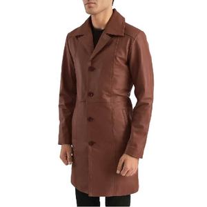 Abrigo Largo de Cuero Marrón para Hombre, Calidad Premium, Elegante Abrigo de Invierno, Prenda Exterior Duradera y Moderna, Estilo Clásico y Cálido - Product Image 2