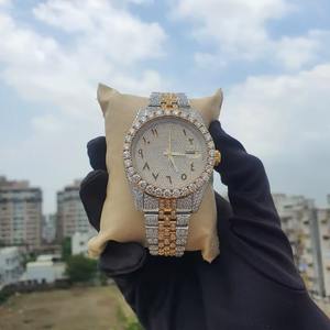 Hot Selling Stainless Steel Moissanite Diamond <b>Watch</b> VVS1 Quality Two Tone Iced Out Arabic Dial Luxury Wristwatch <b>Men</b> - Product Image 2