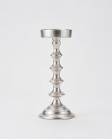 Porte-bougie en métal argenté à maillons superposés, texture moulée, décoration pour centre de table, vente en gros
