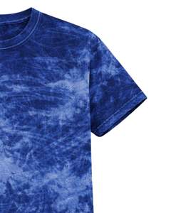 Dark Blue Ice Dye T Shirt Men Round Neck Short Sleeve Cotton Casual Streetwear Vintage <b>Wash</b> Custom OEM Wholesale Tee Supplier - Product Image 5