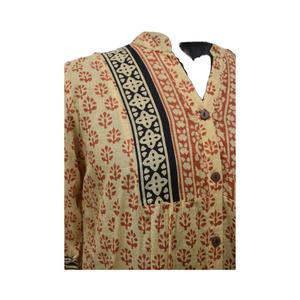 Whimsy Cotton A-Line Short <b>Dress</b> for Adults Knee-Length Casual Summer Style with Screen Printed Bell Sleeve Natural <b>Loose</b> Waist - Product Image 1