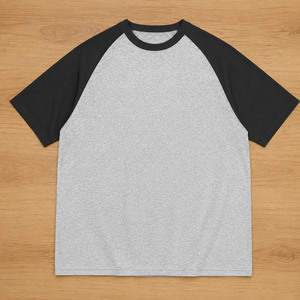 Camiseta de Béisbol para Hombre al por Mayor, de Poliéster/Algodón, Cuello Redondo, Color en Contraste, Manga Corta Raglán, Logotipo Personalizado, Lisa, de Alta Calidad - Product Image 1