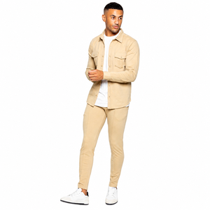 Trajes Deportivos de Invierno Ecológicos para Hombre, Color Beige, Manga Larga, Cierre de Botones, Corte Regular, Bolsillos Laterales - Product Image 3
