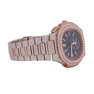 Montre personnalisée de luxe en acier inoxydable avec mouvement à quartz style hip-hop attrayant en diamant taillé en moissanite Montre importée du Japon - Product Image 3