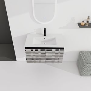 Mobile bagno sospeso da 30 pollici con lavabo in ceramica e anta con chiusura ammortizzata, kit di montaggio (KD) - Product Image 2