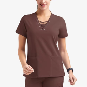 ชุดยูนิฟอร์มสครับแบบใหม่ เสื้อแขนสั้น กางเกงขายาว ชุดสำหรับโรงพยาบาล ผู้หญิง ผู้ชาย ร้านขายสัตว์แพทย์ แพทย์ ชุดผ่าตัด ชุดทำงาน เสื้อสครับ - Product Image 1