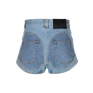 Shorts de mezclilla de cintura alta para mujer, ajustados, elásticos, casuales, de moda para verano - Product Image 3