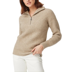 Suéter de Algodón/Fibra de Bambú para Mujer, Cuello Alto, Color Sólido, Delgado, con Apliques Frontales, Personalizable, Corte Holgado, Otoño, Venta al Por Mayor - Product Image 4