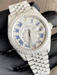 Reloj BOJ R.O.L.E.X.036 con Números Romanos, Moissanita Completa, de Lujo, Cuarzo Analógico, Acero, 41MM, 3BAR Resistente al Agua, Estilo Hip Hop para Hombre - Product Image 2
