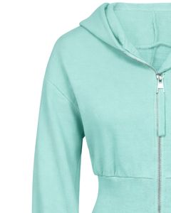 Customized Womens Mint Green Cropped <b>Zip</b> <b>Up</b> <b>Hoodie</b> Slim Fit Long Sleeve Casual Streetwear Fleece Sweatshirt Custom Logo ODM - Product Image 3